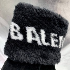 Balenciaga Winter Fashion Printed Letter Warm Lamb Wool Boots For Women