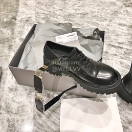 Balenciaga Fashion Black Leather Lace Up Shoes For Women