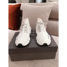 Balenciaga Fashion Air Cushion Thick Bottom Lace Up Socks Boots For Men And Women White