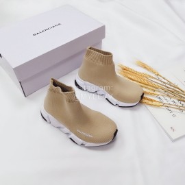 Balenciaga Breathable Stretch Cloth Socks Boots For Kids Khaki