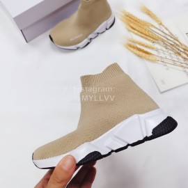 Balenciaga Breathable Stretch Cloth Socks Boots For Kids Khaki
