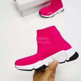 Balenciaga Breathable Stretch Cloth Socks Boots For Kids Rose Red