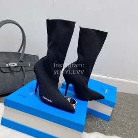 Balenciaga Winter Black Thick Knitted High Heel Socks Boots