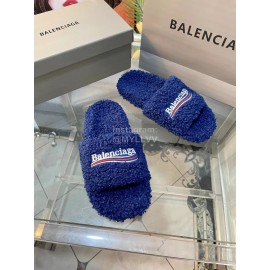Balenciaga Winter Wool Slippers For Women Blue