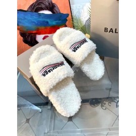 Balenciaga Winter Wool Slippers For Women White