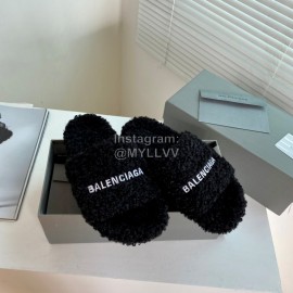 Balenciaga Winter Fur Slippers For Women Black