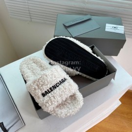 Balenciaga Winter Fur Slippers For Women White