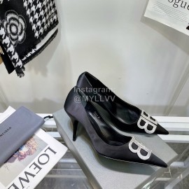 Balenciaga Blingbling Silk Sheepskin High Heels For Women Black
