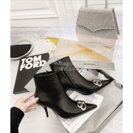 Balenciaga Cowhide High Heel Boots For Women Black
