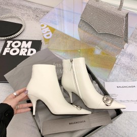 Balenciaga Cowhide High Heel Boots For Women White