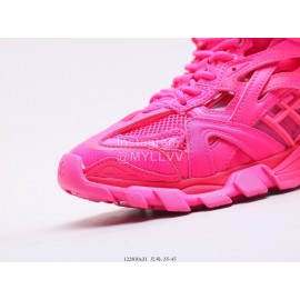 Balenciaga Fashion Lace Up Sneakers For Men And Women Rose Red