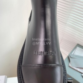Balenciaga Black Leather Thick Soled Short Boots For Women 