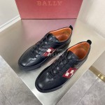 Bally Calfskin Plaid Webbing Casual Sneakers For Men Black