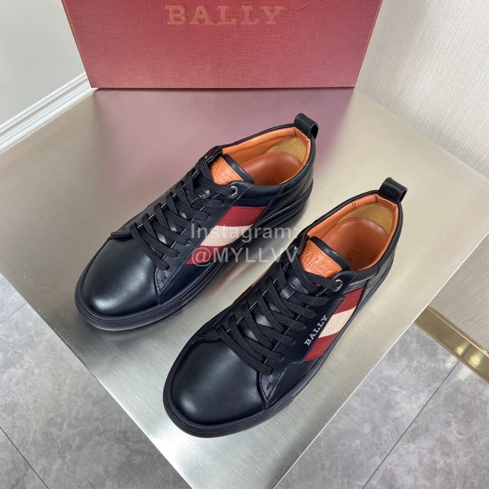 Bally Fashion Calfskin Webbing Casual Sneakers For Men Black