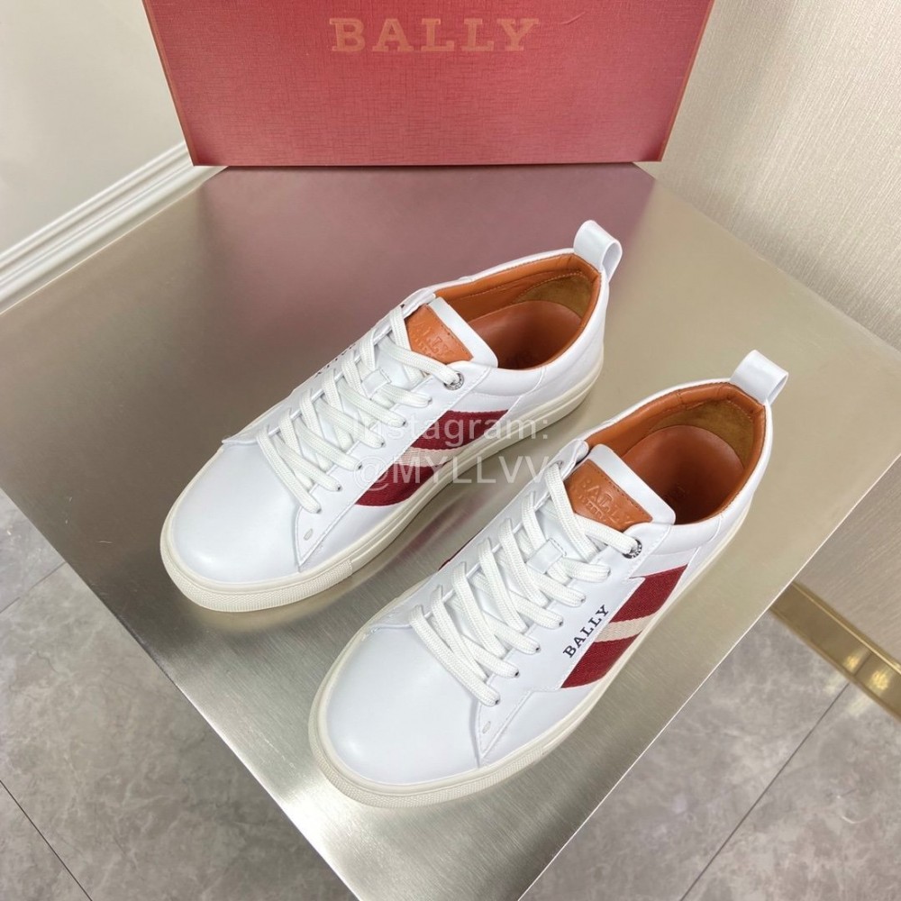 Bally New Calfskin Webbing Casual Sneakers For Men White