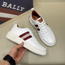 Bally Light Cowhide Lace Up Casual Sneakers For Men White