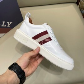 Bally Light Cowhide Lace Up Casual Sneakers For Men White