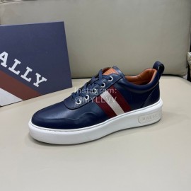 Bally Light Cowhide Lace Up Casual Sneakers For Men Navy
