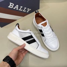 Bally Light Cowhide Mesh Lace Up Casual Sneakers For Men White