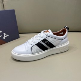 Bally Light Cowhide Mesh Lace Up Casual Sneakers For Men White