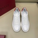 Bally Cowhide Lace Up Casual Sneakers For Men White