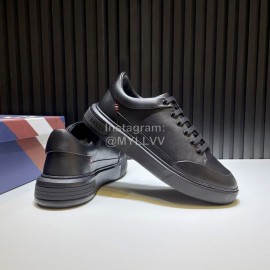 Bally Calf Leather Thick Soled Casual Shoes For Men Black