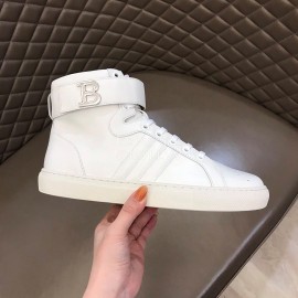 Bally Calf Leather High Top Sneakers For Men White