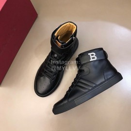Bally Calf Leather High Top Sneakers For Men Black