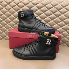 Bally Calf Leather High Top Sneakers For Men Black