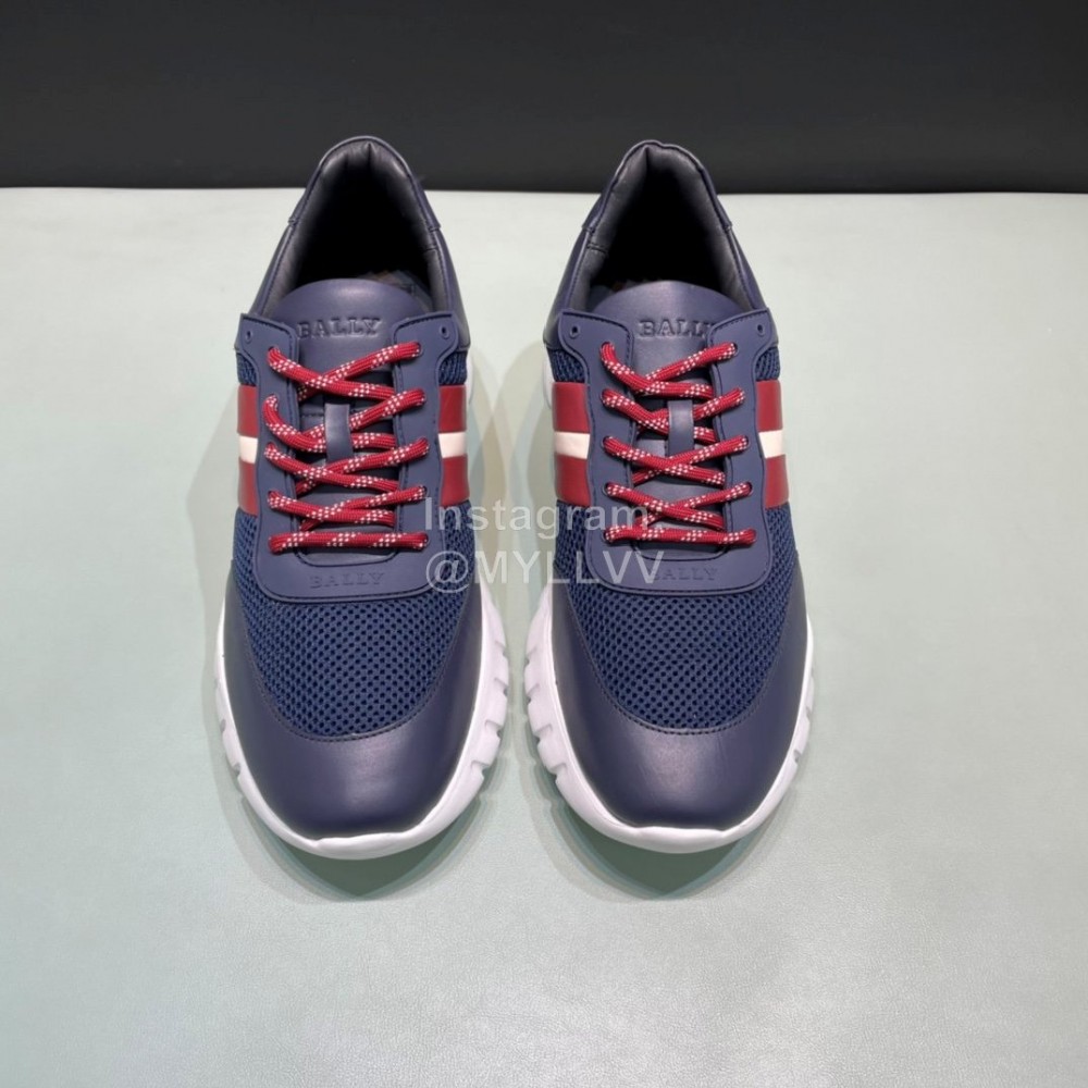 Bally Calf Leather Mesh Sneakers For Men Navy