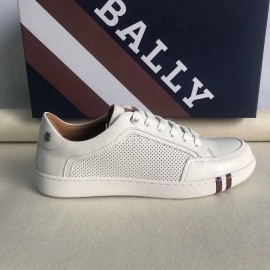 Bally Stripe Classic Cowhide Casual Sneakers For Men White
