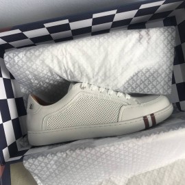 Bally Stripe Classic Cowhide Casual Sneakers For Men White