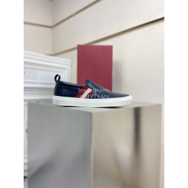 Bally Calf Leather Casual Shoes For Men Navy