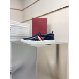 Bally Calf Leather Casual Shoes For Men Navy