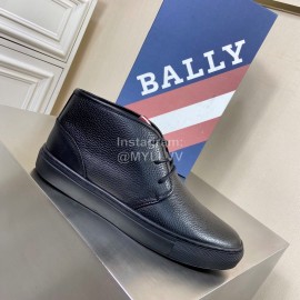 Bally Lychee Grain Cowhide Classic High Top Casual Shoes For Men Black