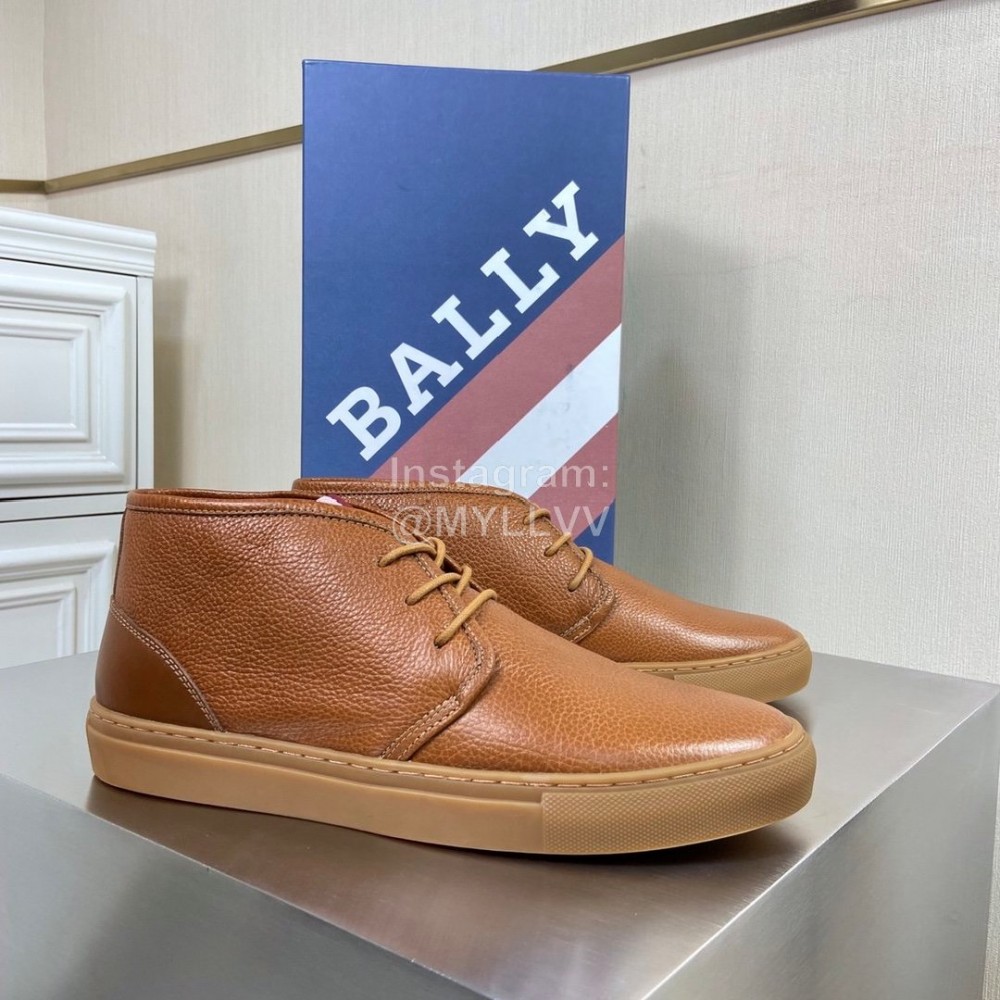 Bally Lychee Grain Cowhide Classic High Top Casual Shoes For Men Brown