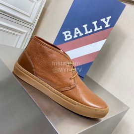 Bally Lychee Grain Cowhide Classic High Top Casual Shoes For Men Brown