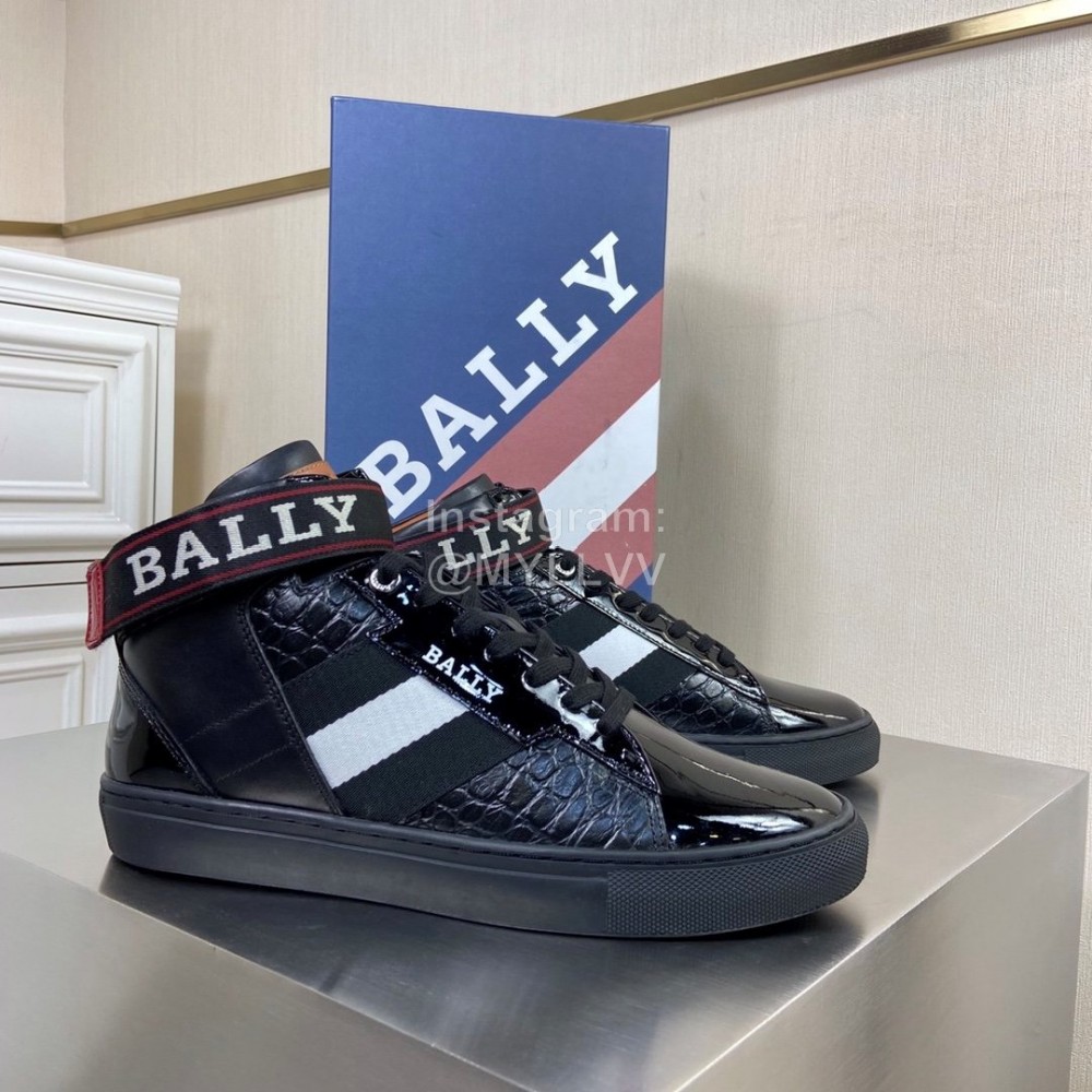 Bally Cowhide Classic High Top Casual Shoes For Men Black