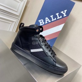 Bally Classic Leather High Top Casual Shoes For Men Black
