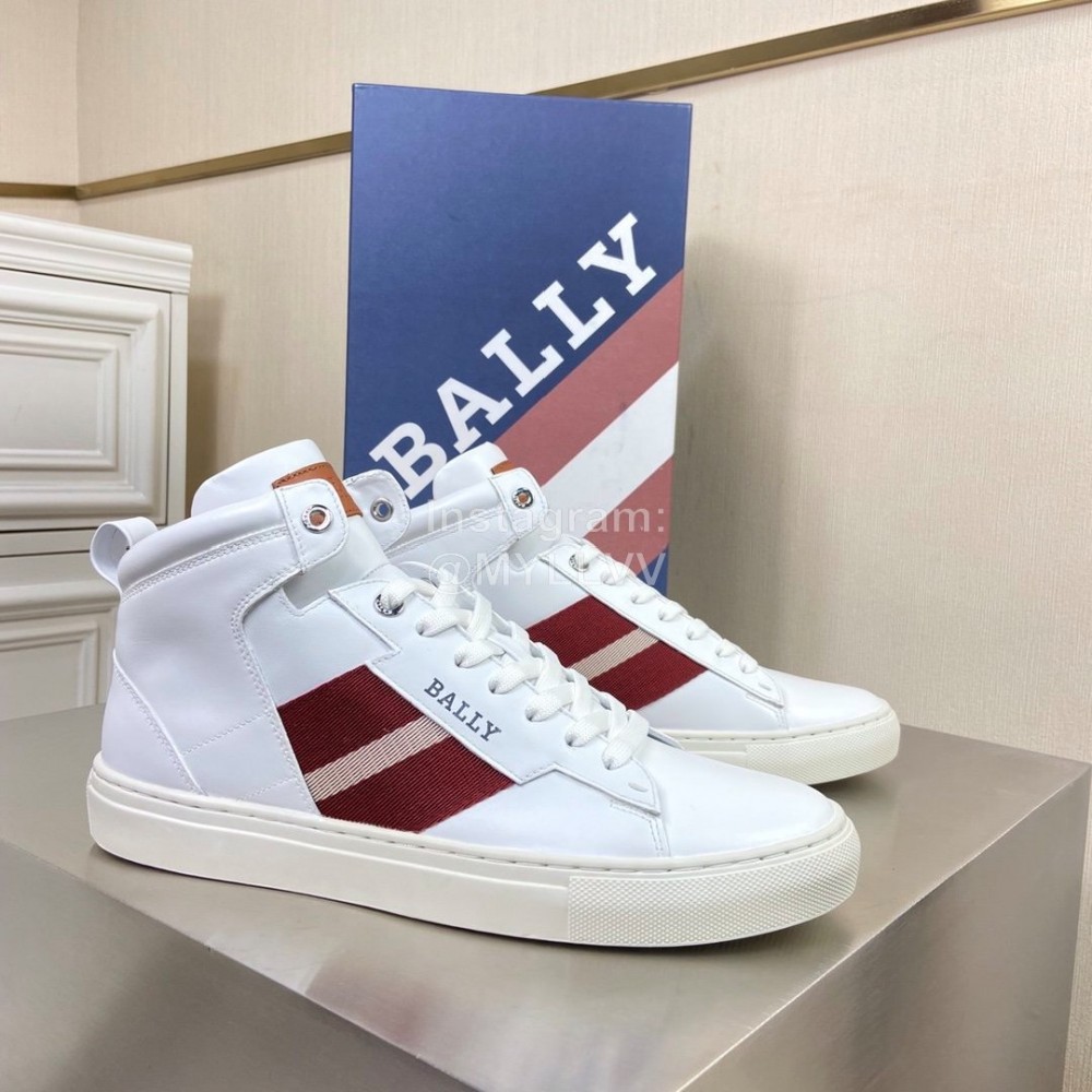 Bally Classic Leather High Top Casual Shoes For Men White