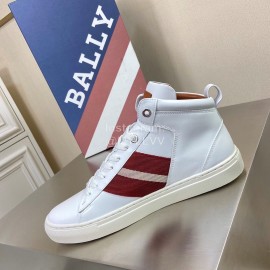 Bally Classic Leather High Top Casual Shoes For Men White