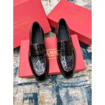 Balmain Black Woven Calf Leather Shoes For Men