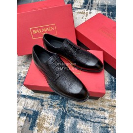 Balmain Fashion Black Calf Leather Lace Up Shoes For Men