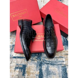 Balmain Fashion Calf Leather Lace Up Shoes For Men Black