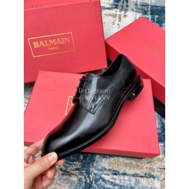 Balmain Fashion Calf Leather Black Lace Up Shoes For Men
