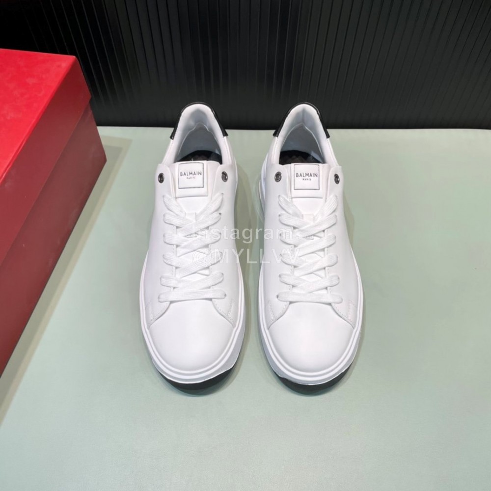 Balmain New Calf Leather Lace Up White Leisure Shoes For Men