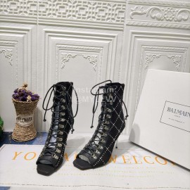 Balmain Fashion Leather High Heel Lace Up Boots For Women 