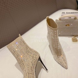 Balmain Autumn And Winter New Pointed Full Diamond Knitted Boots For Women 