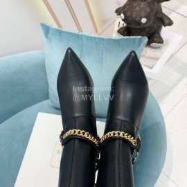 Balmain Autumn Winter New Pointed Letter Chain Long Boots For Women Black