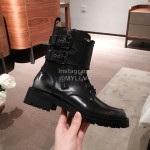 Balmain Autumn Winter Cool Black Calf Strap Martin Boots For Women